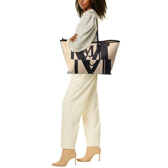 Mcm Monogram Canvas & Leather Tote, Black - Picture 4 of 4